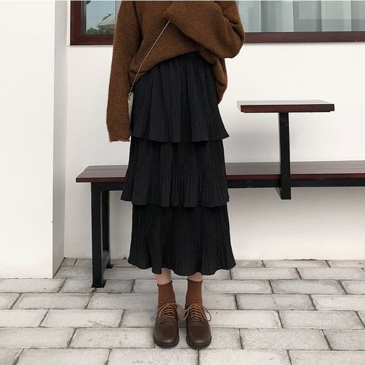 ブラック | ひもがある無地スカート | Ulysses