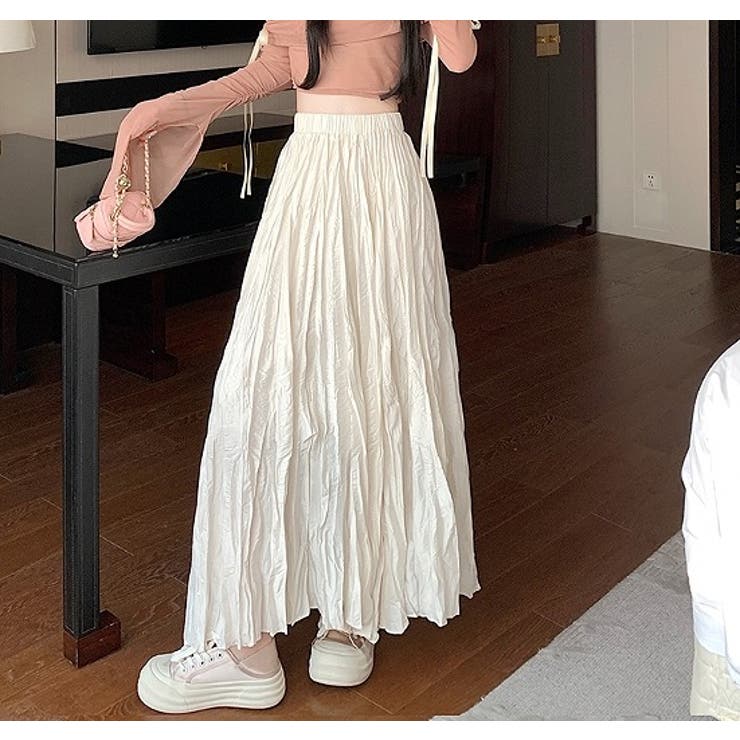 ベージュ | ひもがある無地ロングスカート | Ulysses