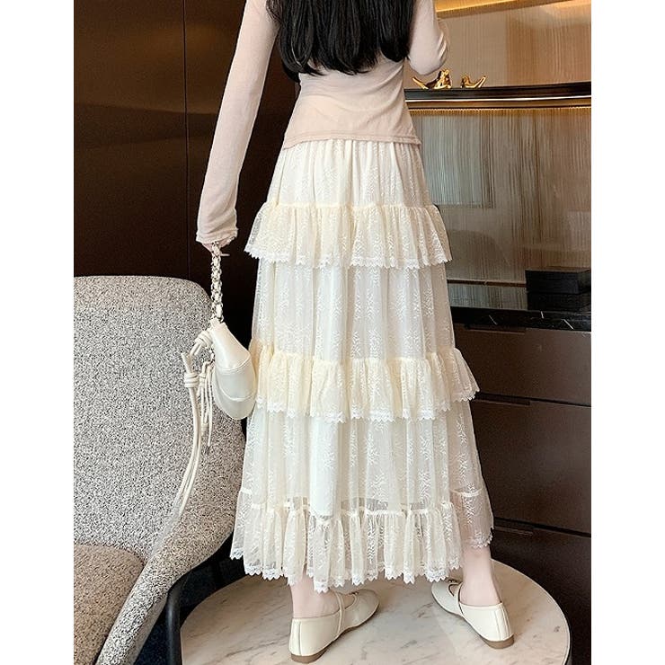 シンプルひもがあるフリル付きチュール無地スカート | Ulysses | 詳細画像3 