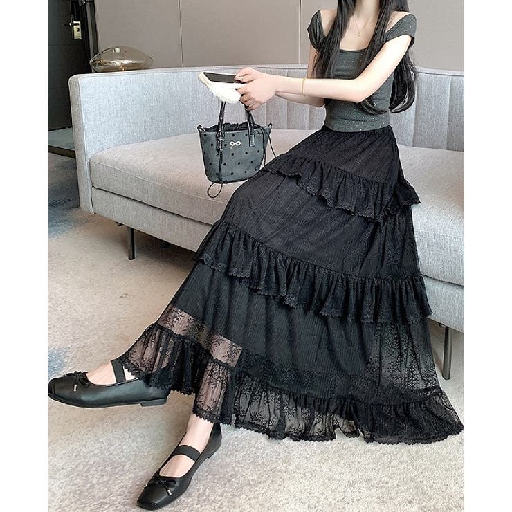 シンプルひもがあるフリル付きチュール無地スカート | Ulysses | 詳細画像5 