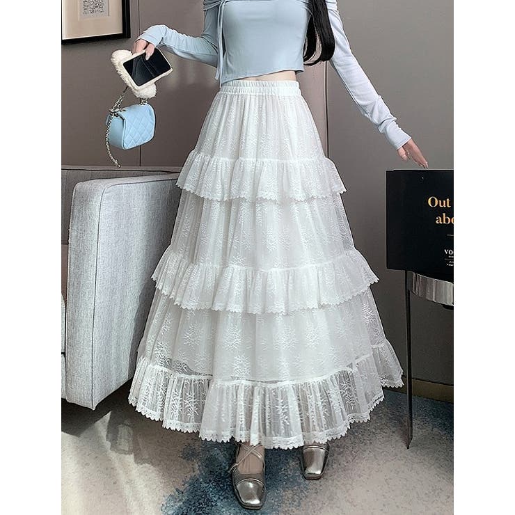 シンプルひもがあるフリル付きチュール無地スカート | Ulysses | 詳細画像7 