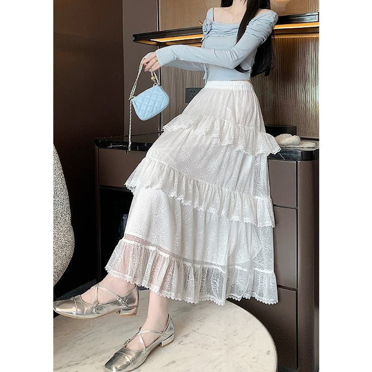 シンプルひもがあるフリル付きチュール無地スカート | Ulysses | 詳細画像9 