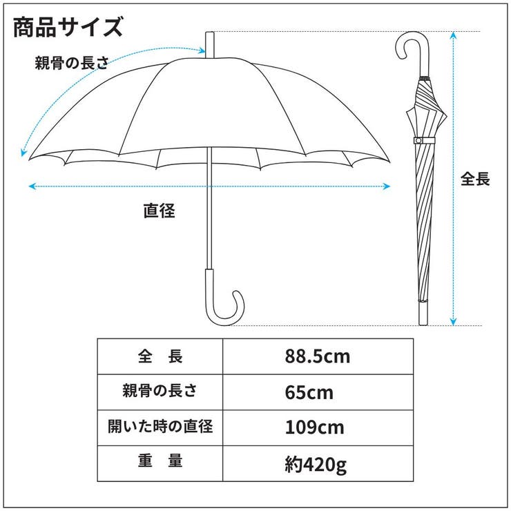 チャンピオン  ビニール傘 POE 半透明 裾パイピング 65cm ジャンプ傘 | アンビープラス | 詳細画像8 