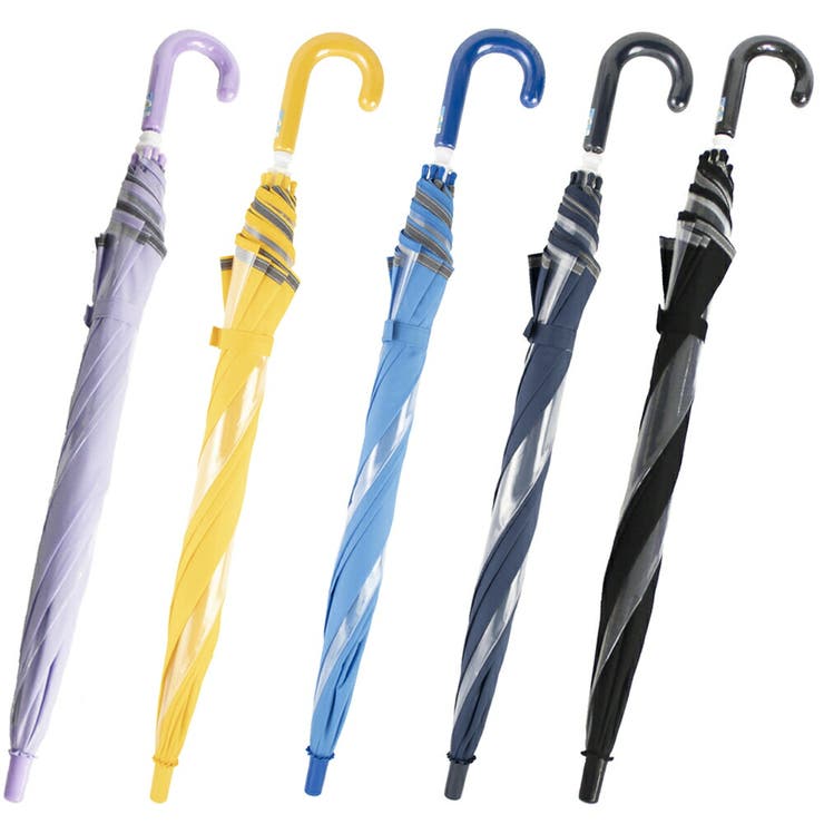 子供学童 耐風 透明窓 反射テープ 無地手開長傘 50/55cm | アンビープラス | 詳細画像5 