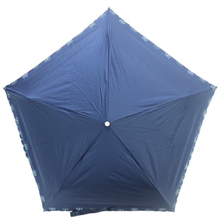 ネイビー | umbe+ 晴雨兼用 完全遮光 刺繍 ブラックコーティング 3段ミニ折傘 | アンビープラス