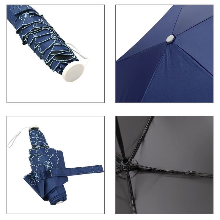 umbe+ 晴雨兼用 完全遮光 刺繍 ブラックコーティング 3段ミニ折傘 | アンビープラス | 詳細画像4 