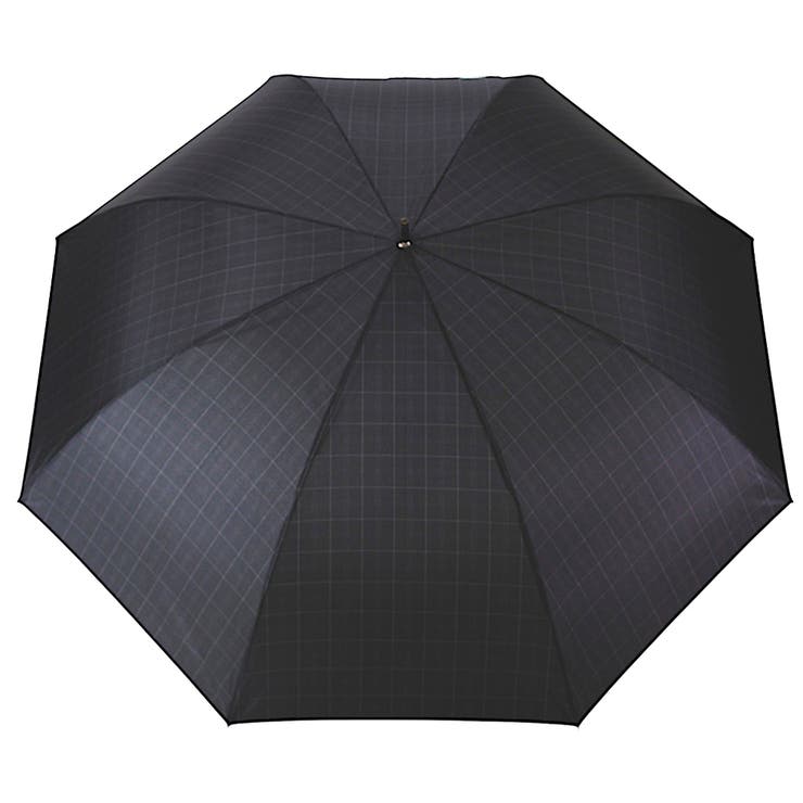 ブラック | umbe+ 紳士 メンズ 格子柄 大判70cm ジャンプ長傘 | アンビープラス