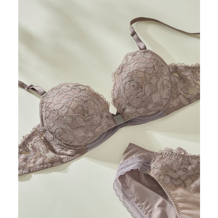 ブラウン | リボンブラレース 胸もとフィットながもち～動いても、キレイはつづく～ 3 | une nana cool