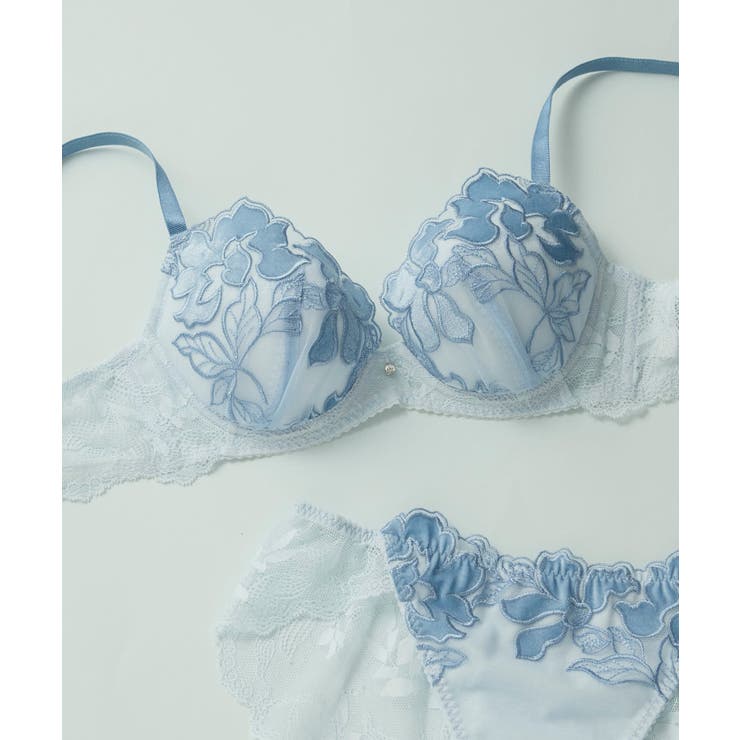 グレイッシュブルー | 【ベロアのレースが特別感を演出】ワイヤーブラ BUN206 | une nana cool
