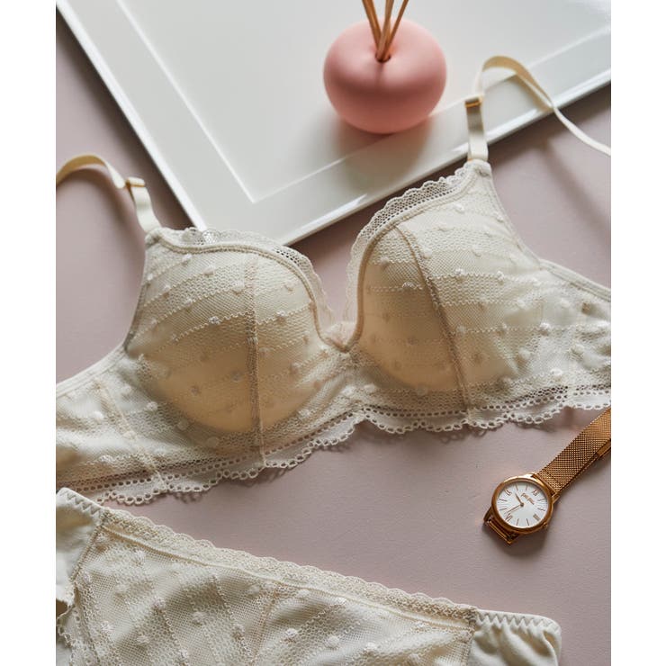 ポルカドットモールド 3/4カップブラジャー ベージュ D75 FB2022 | une nana cool | 詳細画像1 