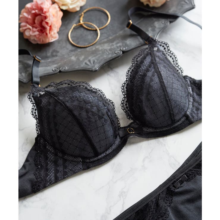 ブラック | ビタードットコットン 3/4カップブラジャー FB2023 | une nana cool