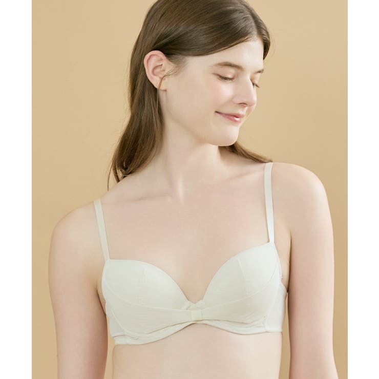 ベージュ | 胸もとフィットをリボンでキープ リボンブラシンプル JB2000 | une nana cool