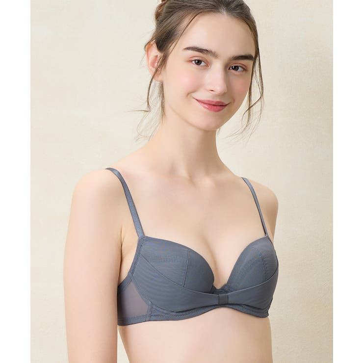 ダークグレー | 胸もとフィットをリボンでキープ リボンブラシンプル JB2000 | une nana cool