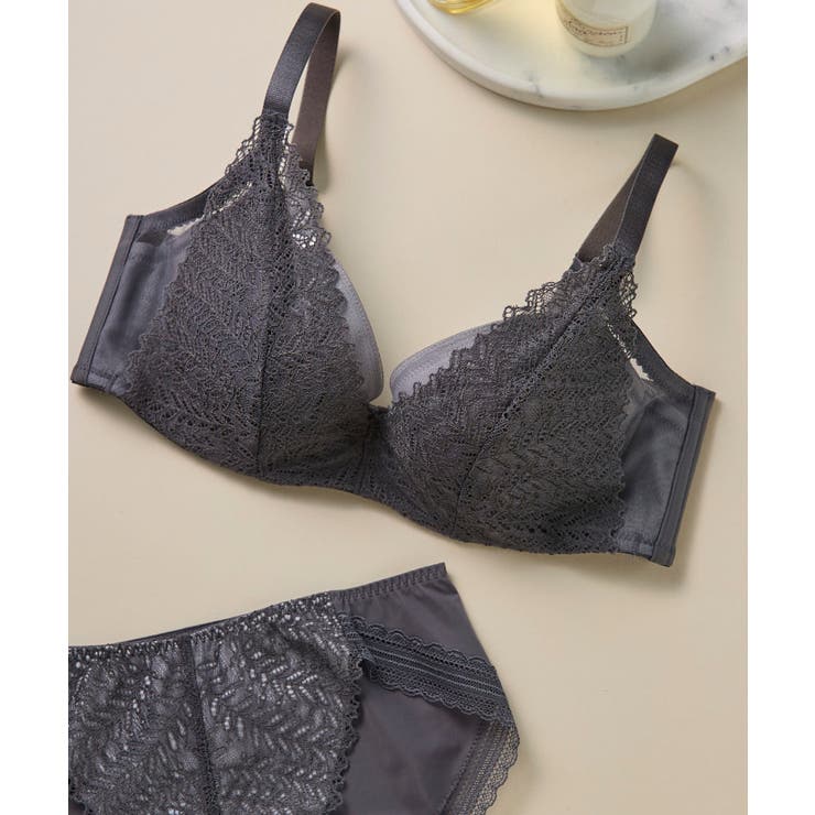 ダークグレー | さあ、わたし レース 脇高ブラジャー JB2300 | une nana cool