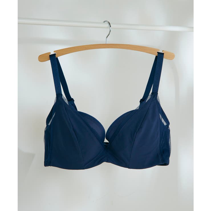 ネイビー | さあ、わたし シンプル 脇高ブラジャー JB2310 | une nana cool