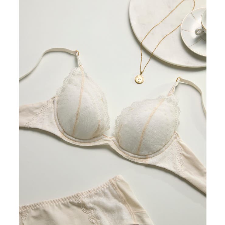 アイボリー | リニューアル【綿混】ビタードットコットン 3/4カップブラ JB2780 | une nana cool