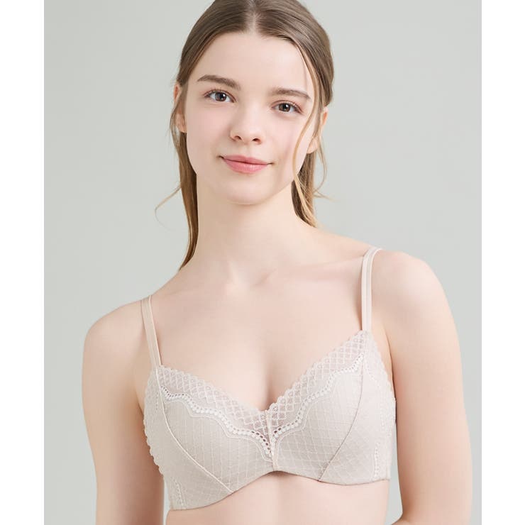 ベージュ | 【リニューアル】364ブラ レース ノンワイヤーブラ JB3560 | une nana cool