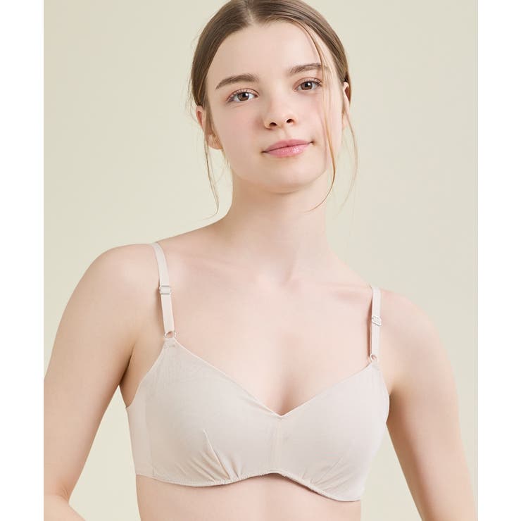 ベージュ | 【リニューアル】364ブラ シンプル ノンワイヤーブラ JB3760 | une nana cool