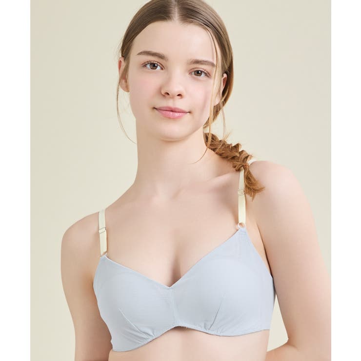 グレー | 【リニューアル】364ブラ シンプル ノンワイヤーブラ JB3760 | une nana cool