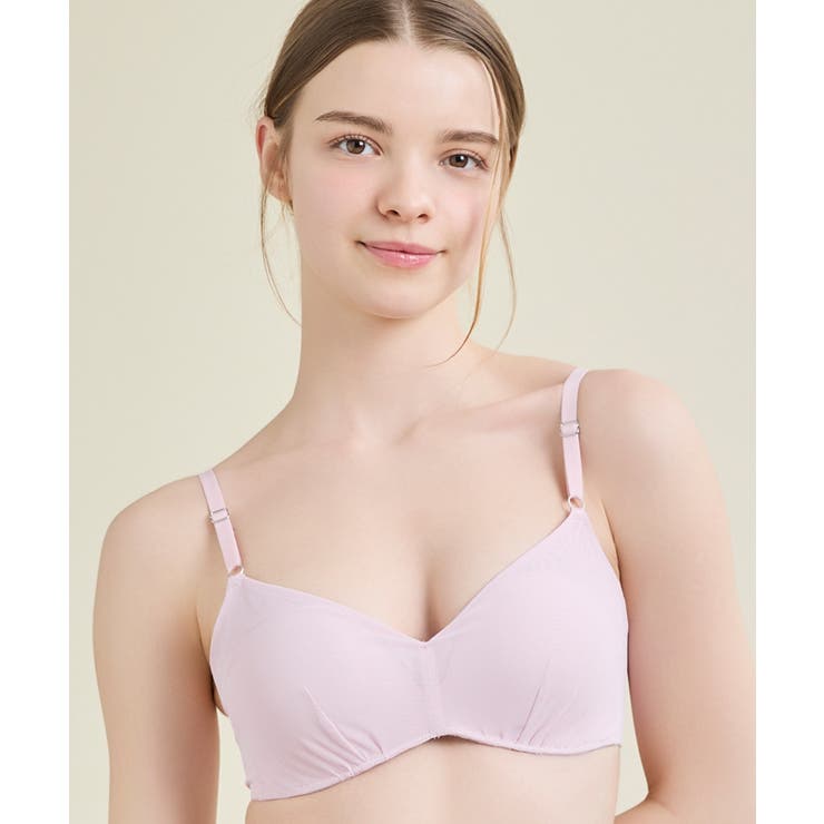 ピンク | 【リニューアル】364ブラ シンプル ノンワイヤーブラ JB3760 | une nana cool