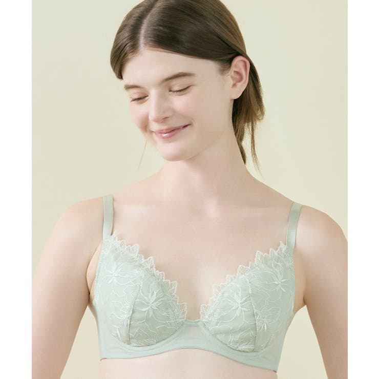 ライトオリーブ | 小さく見せるブラ ミニマイザーブラ レース JB4104 | une nana cool