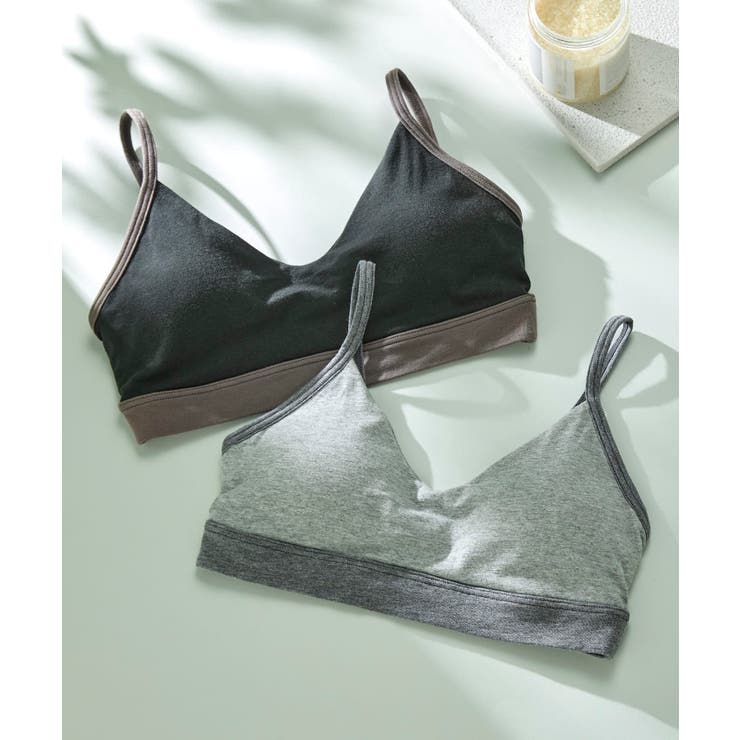 綿ベア天竺 カラーブロッキング ノンワイヤーブラジャー LB1073 | une nana cool | 詳細画像1 