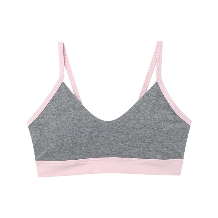 アッシュグレー | 綿ベア天竺 カラーブロッキング ノンワイヤーブラジャー LB1073 | une nana cool