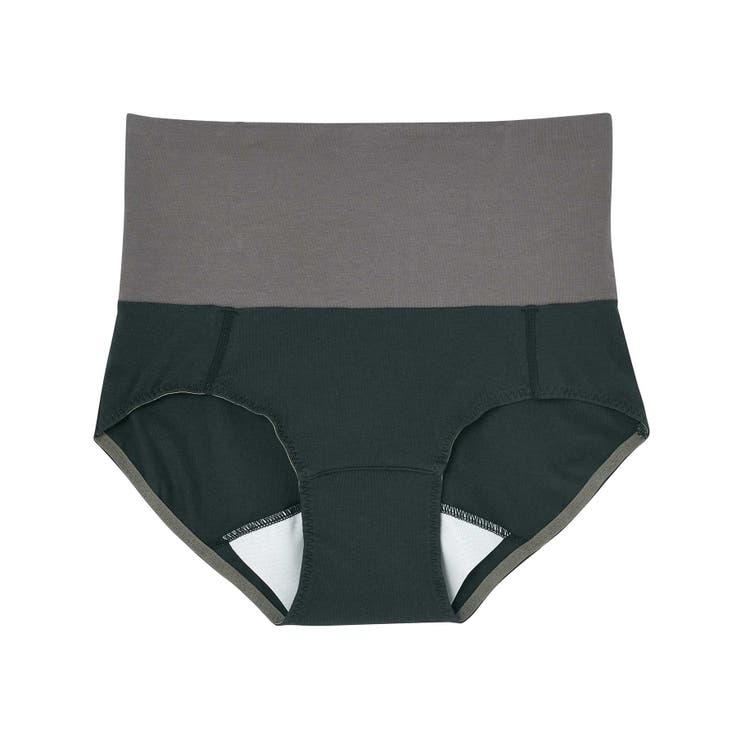 ブラック | 綿ベア天竺 カラーブロッキング サニタリーショーツ LF5173 | une nana cool