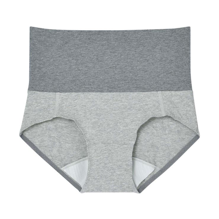 杢グレー | 綿ベア天竺 カラーブロッキング サニタリーショーツ LF5173 | une nana cool