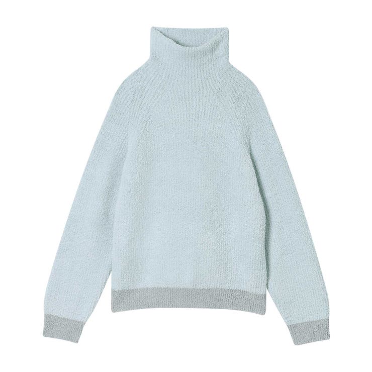 サックスブルー | カラーブロッキング タートルネックプルオーバー LP4700 | une nana cool