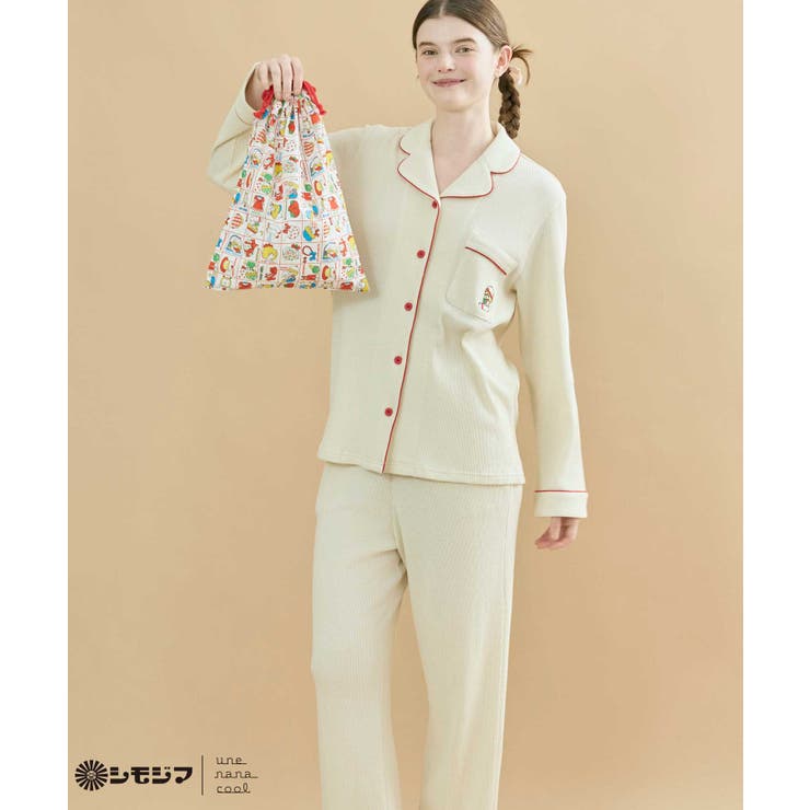MADE WITH シモジマ 【綿100%】開襟ワッフルパジャマ LP6203 | une nana cool | 詳細画像1 