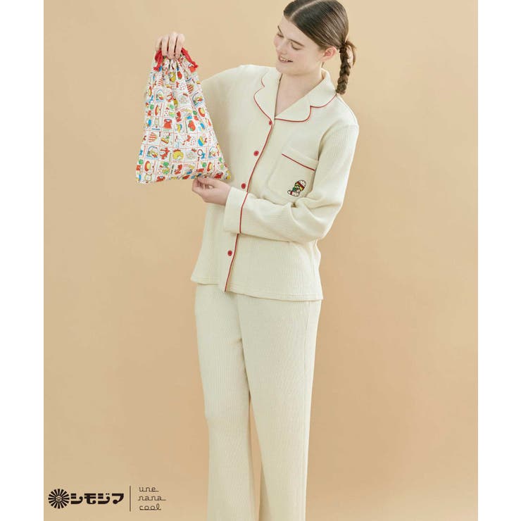 MADE WITH シモジマ 【綿100%】開襟ワッフルパジャマ LP6203 | une nana cool | 詳細画像6 