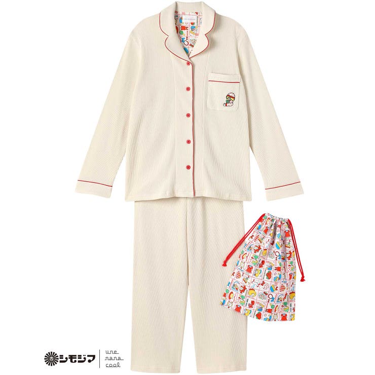 ライトベージュ | MADE WITH シモジマ 【綿100%】開襟ワッフルパジャマ LP6203 | une nana cool