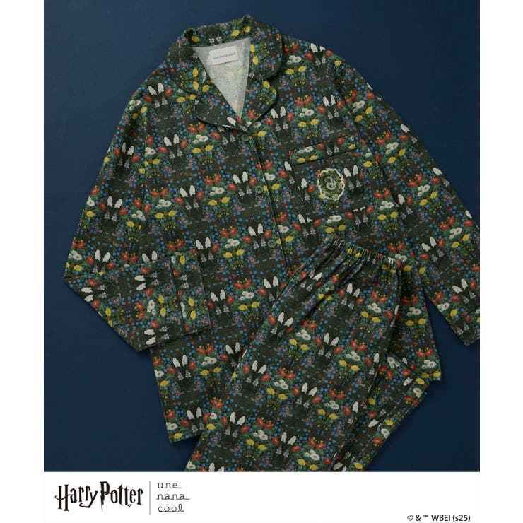 グリーン | 【ハリー・ポッターコラボ】【綿100%】開襟パジャマ LP6204 | une nana cool
