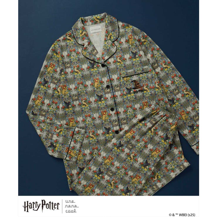 グレー | 【ハリー・ポッターコラボ】【綿100%】開襟パジャマ LP6204 | une nana cool