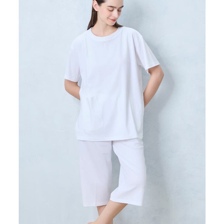 アイボリー | なめらかシルケットスムース半袖パジャマ LIBERTY FABRIC | une nana cool