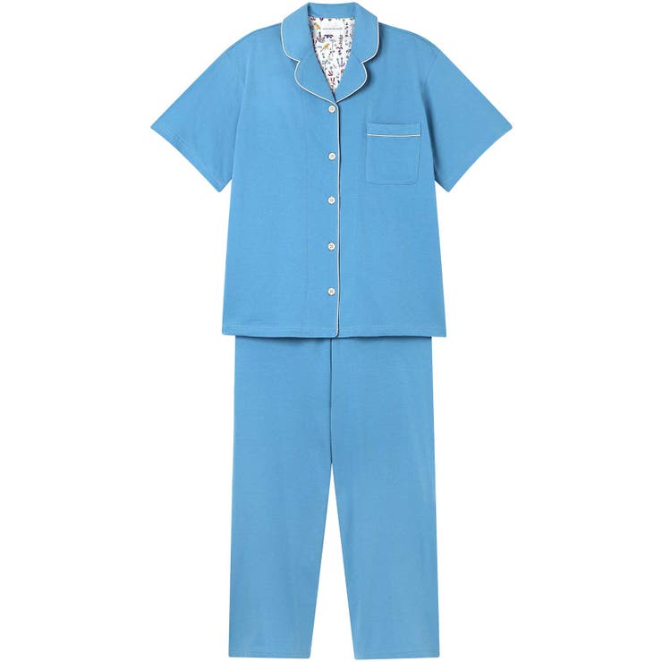 【綿100％】40ハイゲージ天竺半袖パジャマ MADE WITH | une nana cool | 詳細画像1 