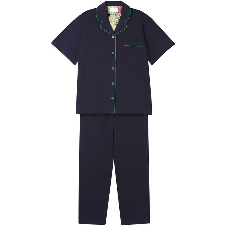 ブラック | 【綿100％】40ハイゲージ天竺半袖パジャマ MADE WITH | une nana cool