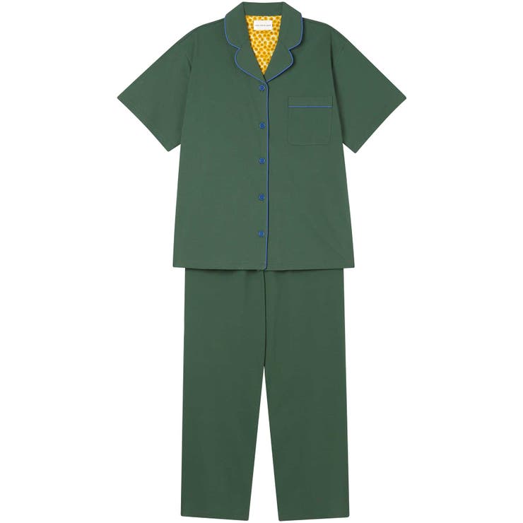 グリーン | 【綿100％】40ハイゲージ天竺半袖パジャマ MADE WITH | une nana cool