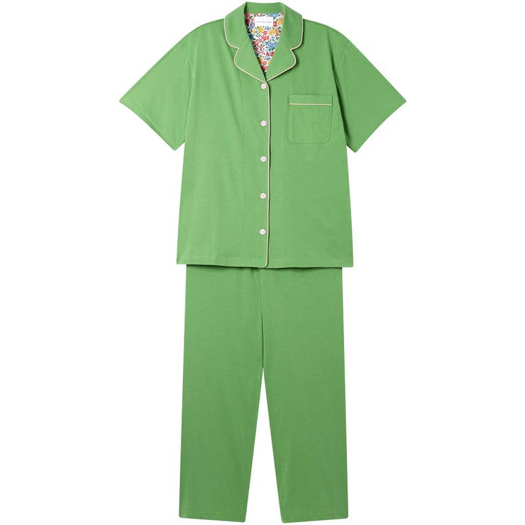 エメラルド | 【綿100％】40ハイゲージ天竺半袖パジャマ MADE WITH | une nana cool