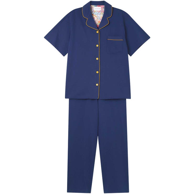 ネイビー | 【綿100％】40ハイゲージ天竺半袖パジャマ MADE WITH | une nana cool