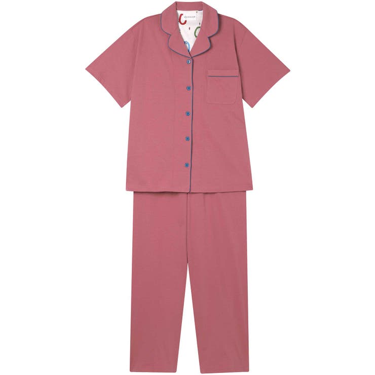 ピンク | 【綿100％】40ハイゲージ天竺半袖パジャマ MADE WITH | une nana cool