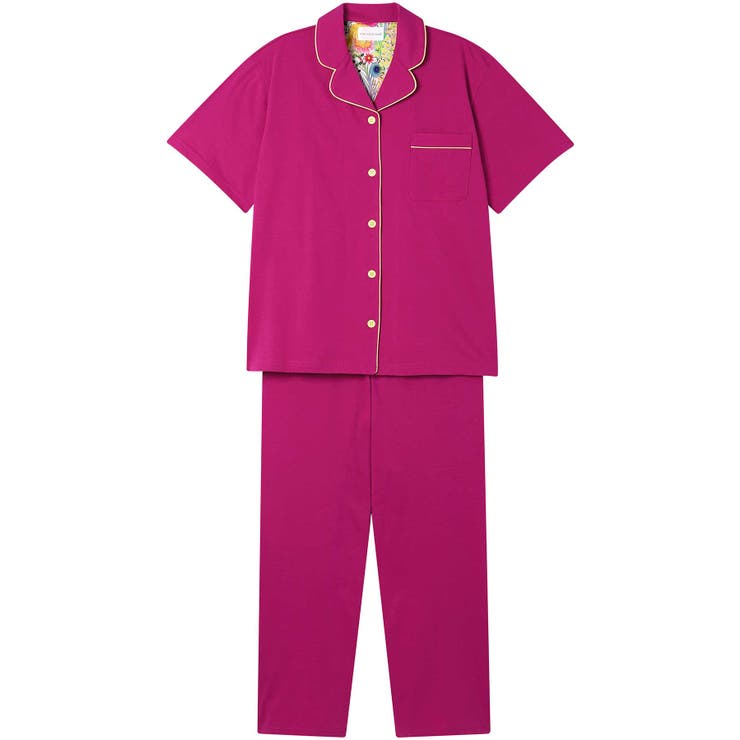 レッドパープル | 【綿100％】40ハイゲージ天竺半袖パジャマ MADE WITH | une nana cool