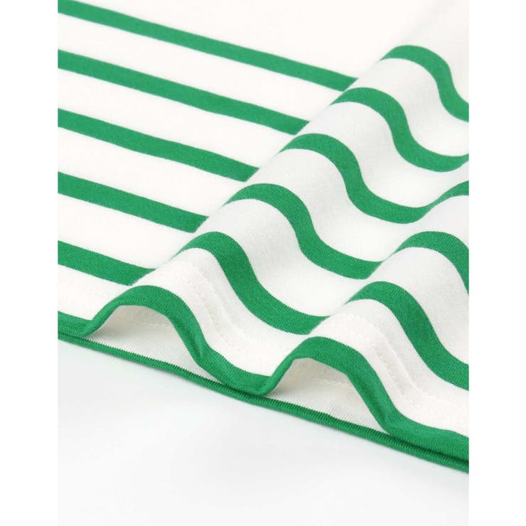 【綿100％】60ハイゲージ天竺パネルボーダー半袖ワンピース LP7500 | une nana cool | 詳細画像3 