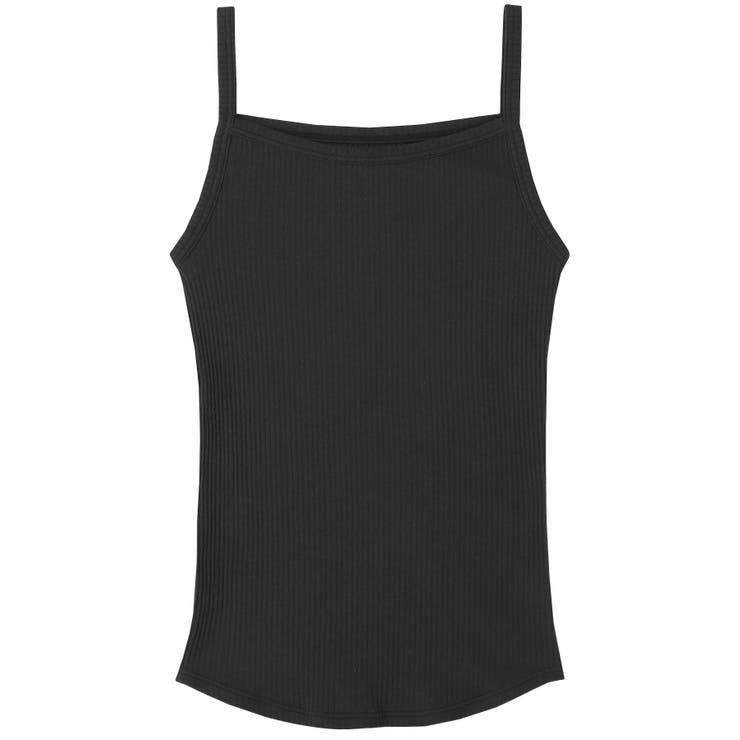 ブラック | 綿100% リブ編みコットン キャミソール LS0100 | une nana cool
