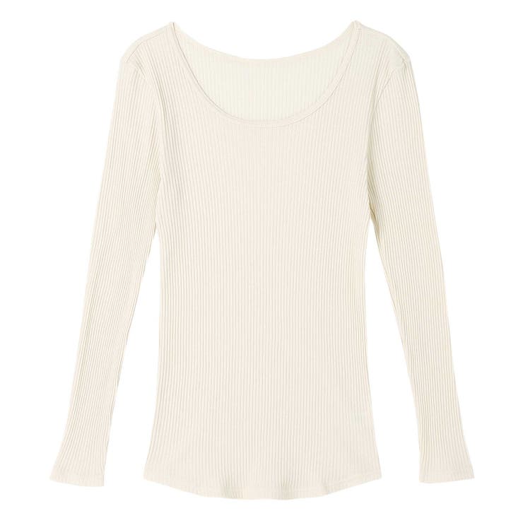 ベージュ | 綿100% リブ編みコットン 長袖シャツ LS1000 | une nana cool