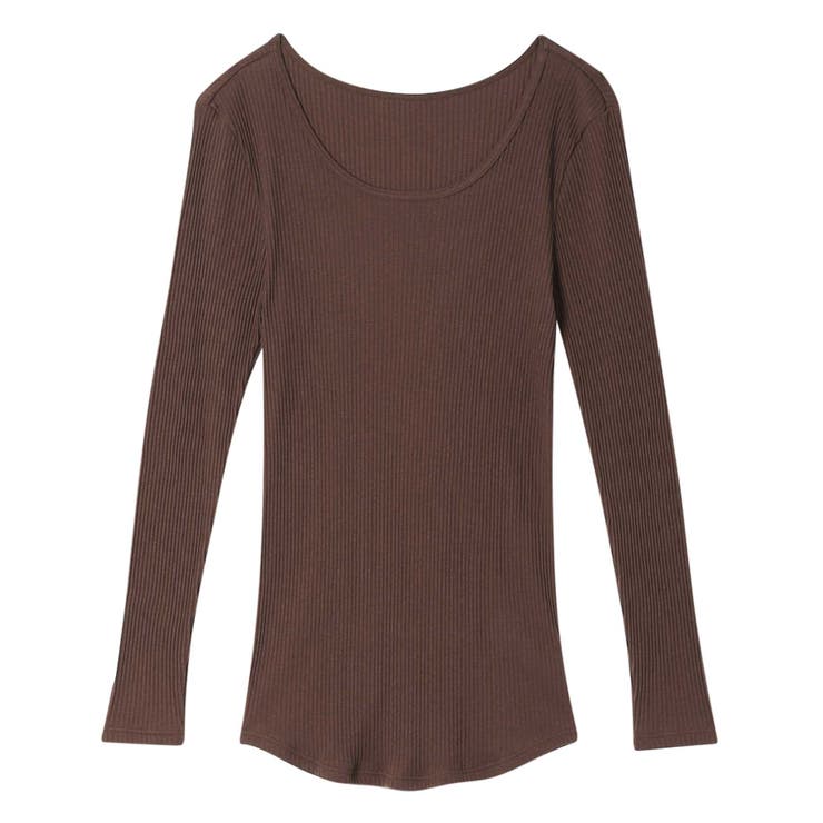 ダークブラウン | 綿100% リブ編みコットン 長袖シャツ LS1000 | une nana cool