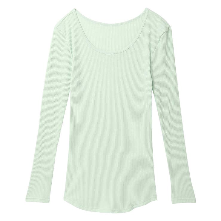 ミント | 綿100% リブ編みコットン 長袖シャツ LS1000 | une nana cool