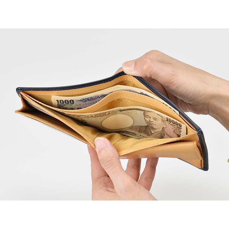 イタリアンレザー 二つ折れ財布 中マチ付き[品番：UFKB0000136