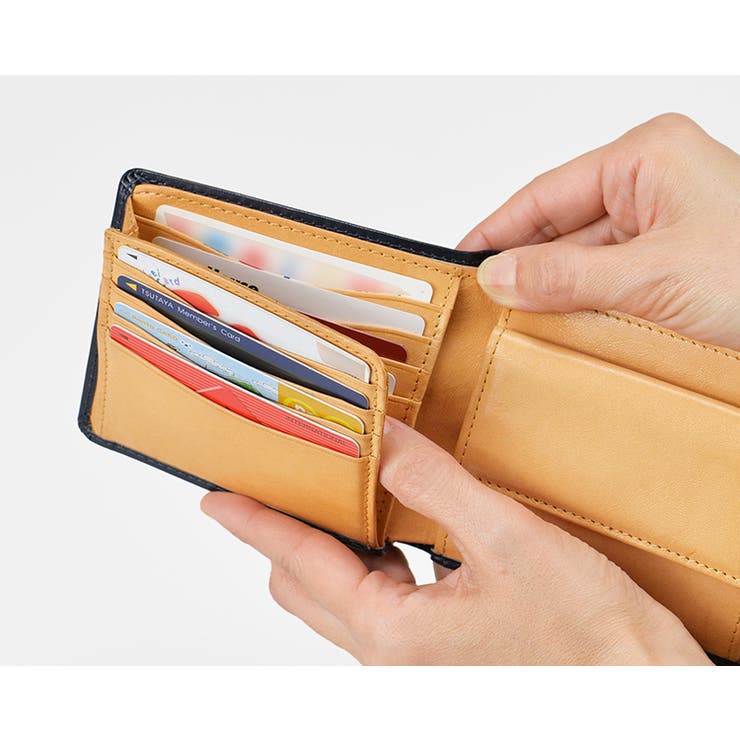 イタリアンレザー 二つ折れ財布 中マチ付き[品番：UFKB0000136